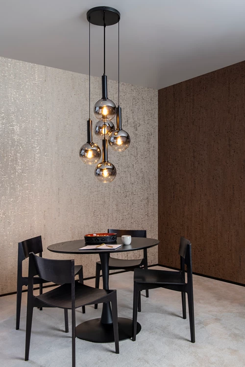 Lucide MARIUS - Pendant light - Ø 55 cm - 5xE27 - Black - atmosphere 2